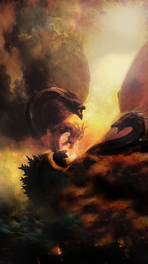 Humanity's Last Stand Begins With The Epic Battle Between Godzilla And Ghidorah. Wallpaper