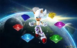 Hyper Sonic With Super Emeralds Game Art Wallpaper