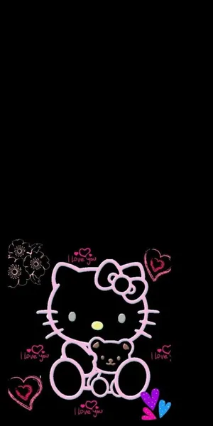 I Love You Black Hello Kitty Wallpaper