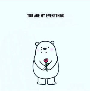 Ice Bear Cartoon Holding A Red Rose Wallpaper