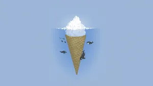 Ice Cream Cone Iceberg Minimalist Aesthetic Laptop Wallpaper