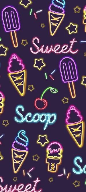 Ice Cream Neon Phone Wallpaper