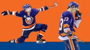 Ice Hockey Players Mathew Barzal And Jordan Eberle Graphic Design Wallpaper
