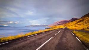 Iceland Seaside Road Wallpaper
