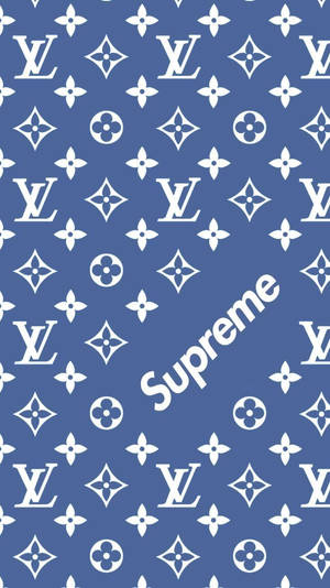 Iconic Lv And Supreme Logos Merge Together In A Modern Pattern. Wallpaper