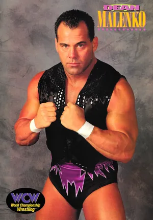 Iconic Moment Of Wwe Legend Dean Malenko In Retro Poster Design. Wallpaper
