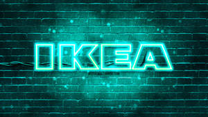 Ikea Logo Turquoise Led Brick Wallpaper