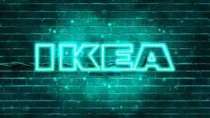 Ikea Logo Turquoise Led Brick Wallpaper