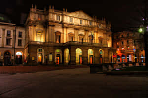 Illuminated La Scala Opera House At Night Wallpaper