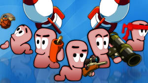 Illustration Of Boggy B Worm From The Worms World Party Game Wallpaper