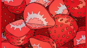 Illustrations Of Sliced Strawberry Desktop Wallpaper