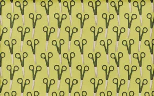 Image Scissors On A Green Patterned Background Wallpaper