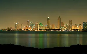 Image Skyscrapers And Beach At Dusk In San Diego, California Wallpaper