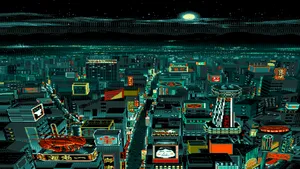 Immerse Yourself In A Cyberpunk Pixel Art World Wallpaper