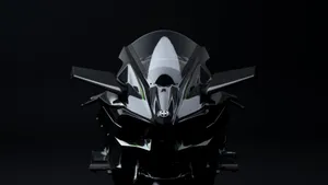 Impressive Front Features Of The Black Kawasaki H2r Motorcycle Wallpaper
