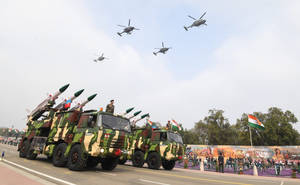 Indian Soldiers On Akash Trucks Wallpaper