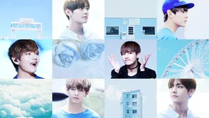 Indie Aesthetic Pc Blue Collage Bts V Wallpaper