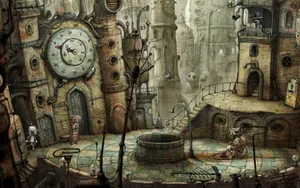 Indie Desktop Ambience With Night Sky View And Vintage Typewriter Wallpaper