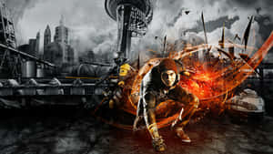 Infamous Delsin Rowe Kneeling On The Ground Wallpaper