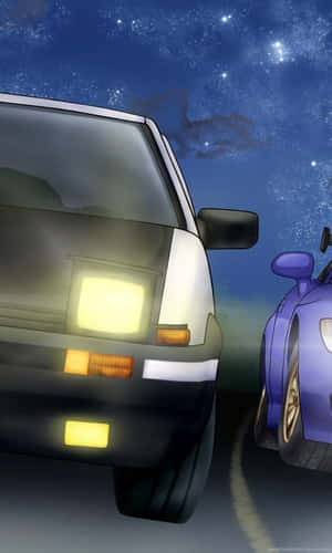 Initial D Phone Cars On Road Wallpaper