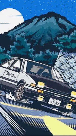 Initial D Phone Drawing Mountain Wallpaper