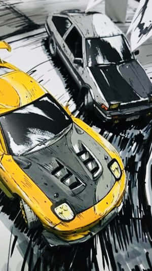 Initial D Phone Two Yellow Black Wallpaper