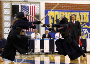 Intense Duel At The United States Kendo Federation Championship Wallpaper