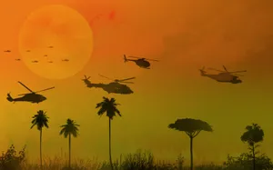 Intense Helicopter Scene In Apocalypse Now Wallpaper