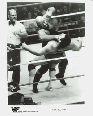 Intense Moment In The Ring With Canadian Wrestler Ivan Koloff Wallpaper