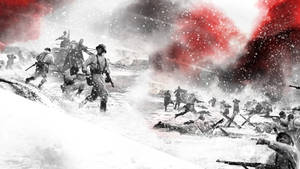 Intense Snow Battle In Company Of Heroes 2 Wallpaper