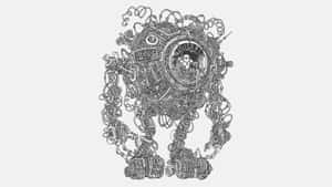 Intricate Mechanical Astronaut Drawing Wallpaper