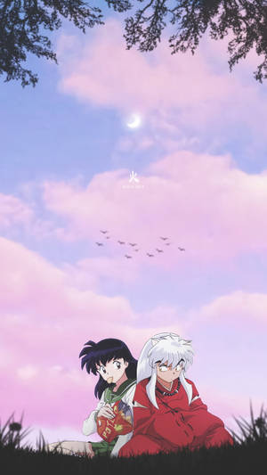 Inu Yasha And Kagome Aesthetic Anime Couple Wallpaper