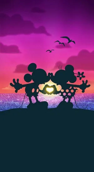 Iphone 7 Disney Minnie Mickey Kissing Wallpaper