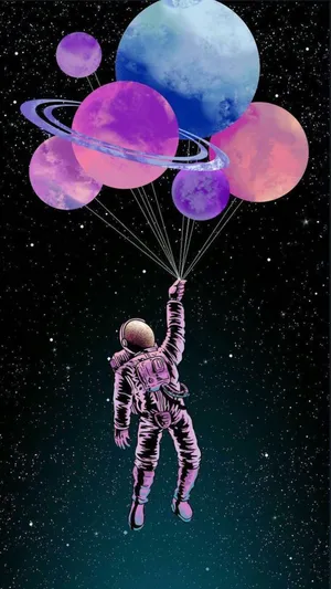 Iphone 7 Plus Space Astronaut Balloons Wallpaper