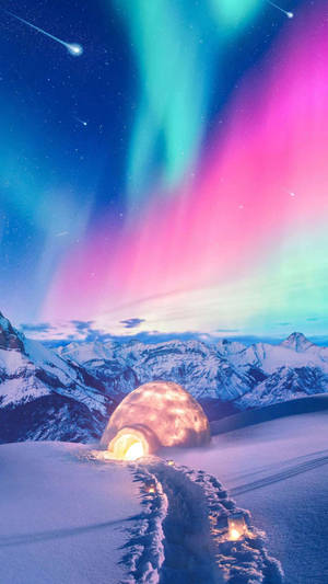 Iphone Home Screen Igloo Northern Lights Wallpaper