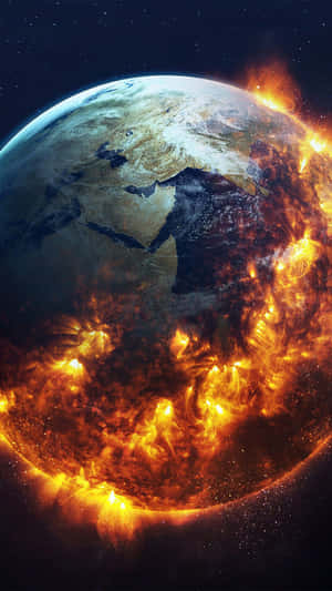 Iphone Planet Earth Burning Away Wallpaper