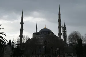 Istanbul Turkey Blue Mosque Greyscale Wallpaper