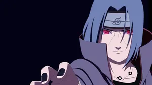 Itachi Aesthetic With Fierce Expression And Sharingan Eyes Wallpaper