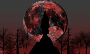 Itachi Mangekyou Sharingan Sillhouette On Mountain Wallpaper