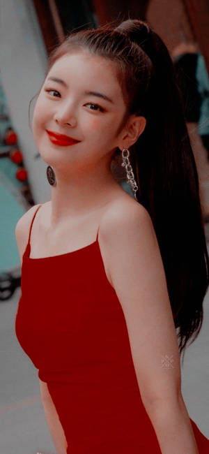 Itzy Lia In Red Dress Wallpaper