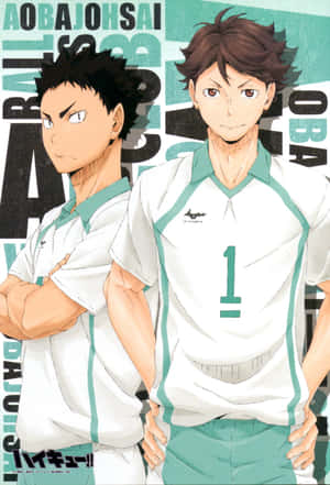 Iwaizumi Hajime Striking A Powerful Volleyball Serve In Action Wallpaper