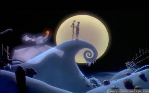 Jack And Sally In Halloween Town From The Nightmare Before Christmas Wallpaper