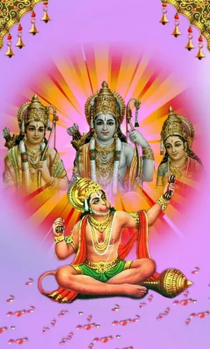 Jai Shri Ram Hanuman With Rama's Family Wallpaper