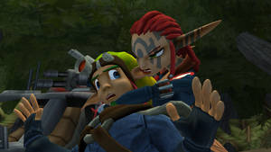 Jak And Ashelin Fight Jak 3 Wallpaper