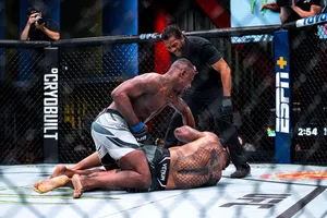 Jamahal Hill Punching Thiago Santos Wallpaper