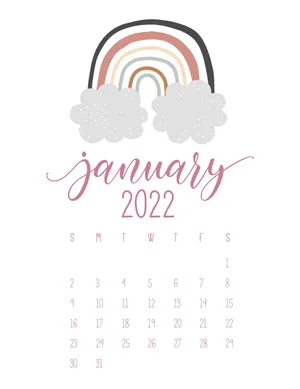 January 2022 Rainbow Calendar Wallpaper