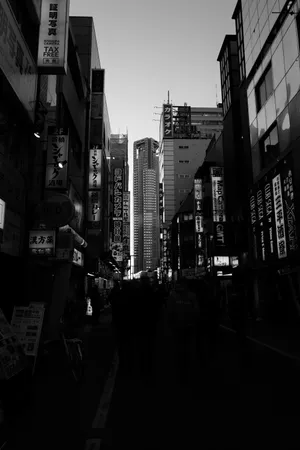 Japan Black And White Shopping Street Wallpaper