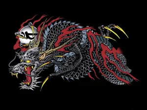 Japanese Dragon Art With Sharp Claws Wallpaper