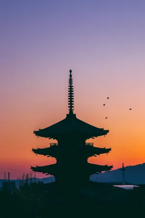 Japanese Hd Kyoto Pagoda Silhouette Wallpaper