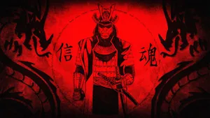 Japanese Samurai Red Twin Dragon Wallpaper